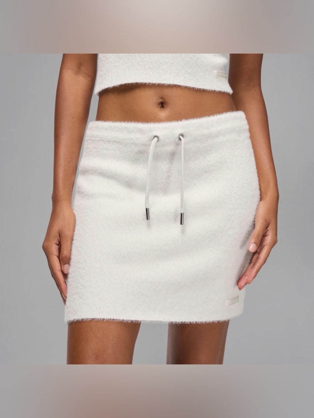 Jordan Cozy White Drawstring Mini Skirt New Size Large